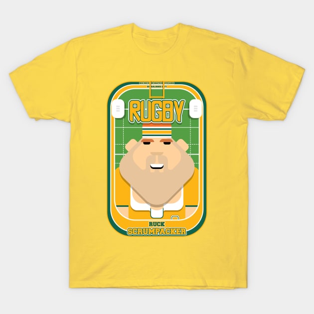 Rugby Gold and Green - Ruck Scrumpacker - Josh version T-Shirt by Boxedspapercrafts